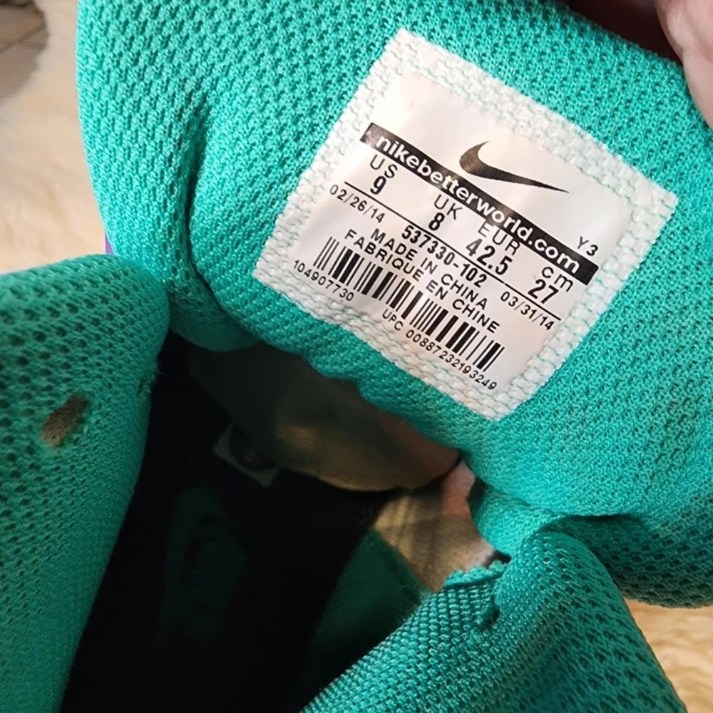 Nike White‎ and Teal High-Top Sneakers